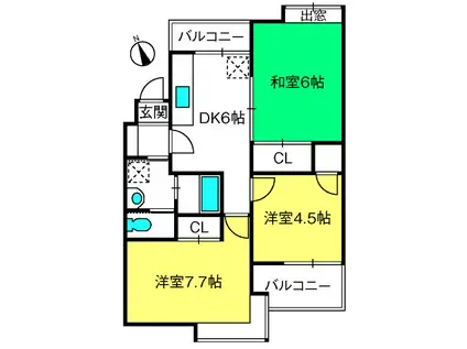 ファーストメゾン入間(3DK/4階)の間取り写真