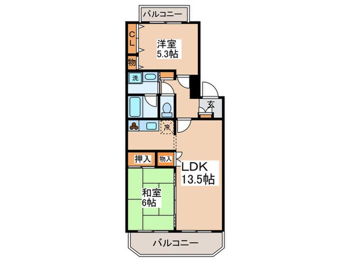 フィール野川(2LDK/3階)の間取り写真