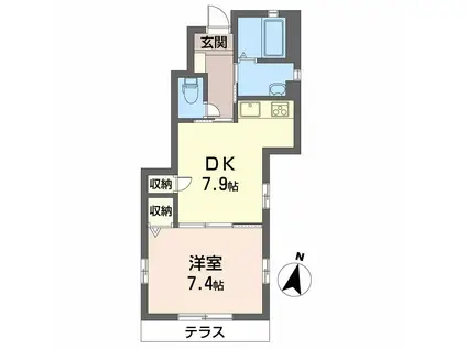 パルモ大塚(1DK/1階)の間取り写真