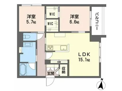 ALBEMARLE上杉(2LDK/3階)の間取り写真