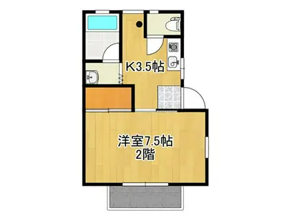 スモールフォレスト B棟(1K/2階)の間取り写真