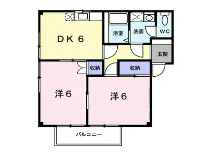サニーハウスA(2DK/1階)の間取り写真