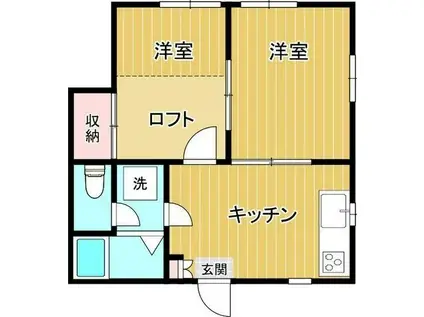 東仙台第2レジデンス(2K/1階)の間取り写真