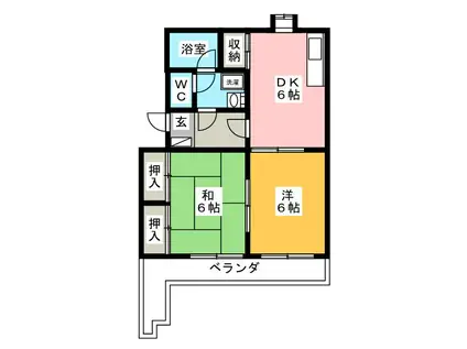 パークサイドハイツ(2DK/1階)の間取り写真