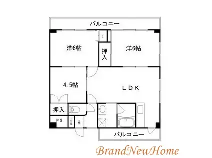 百舌鳥スクエアハイツ(3LDK/4階)の間取り写真