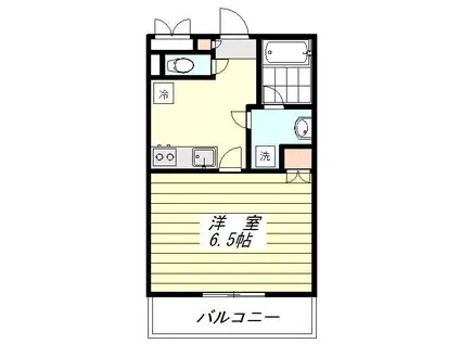 スリーベルマンションII(1K/2階)の間取り写真