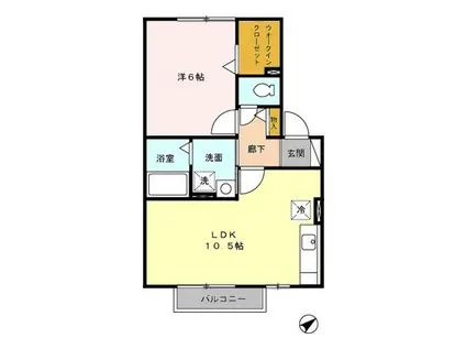 シャルマン A棟(1LDK/2階)の間取り写真