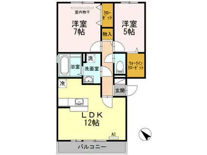 ジョリープレイスII(2LDK/2階)の間取り写真