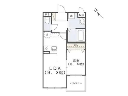 プレステージ清水(1LDK/2階)の間取り写真