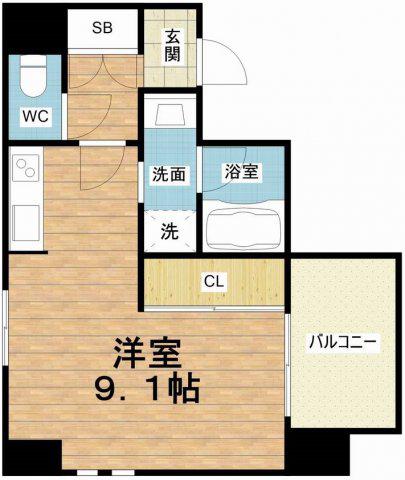 アバンティ大阪ドームシティ(ワンルーム/9階)の間取り写真
