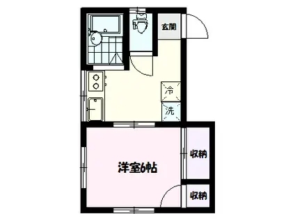 レイクミナミ(1DK/2階)の間取り写真