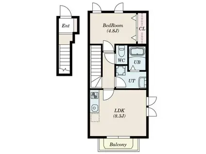 レ ・ボザール(1LDK/2階)の間取り写真