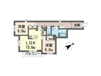 グランシャトー宮沢(2LDK/2階)の間取り写真