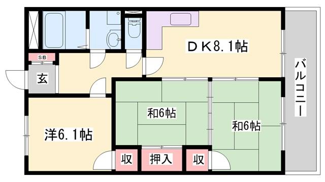 ハイツメロディ(3DK/4階)の間取り写真