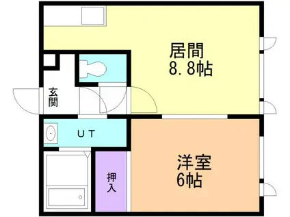 コーポハピネスII(1DK/2階)の間取り写真