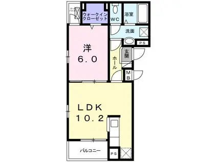 エターナル(1LDK/3階)の間取り写真