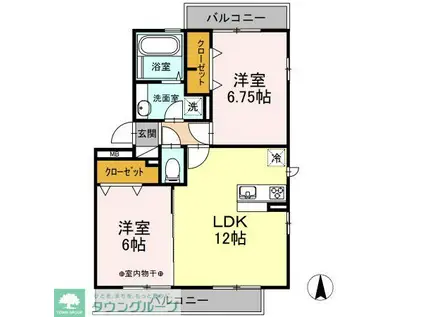 グランパティオD(2LDK/2階)の間取り写真