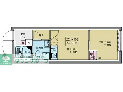 MAXIV CITY堀切RIVER SIDE(1DK/2階)の間取り写真