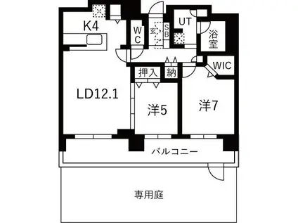 アルビオ・ガーデンひばりヶ丘(2LDK/1階)の間取り写真