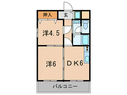 スカイコート(2DK/2階)の間取り写真