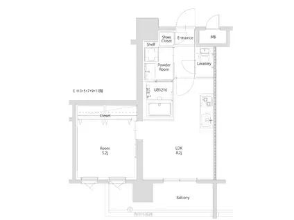 エンクレスト博多PARKSIDE(1LDK/5階)の間取り写真