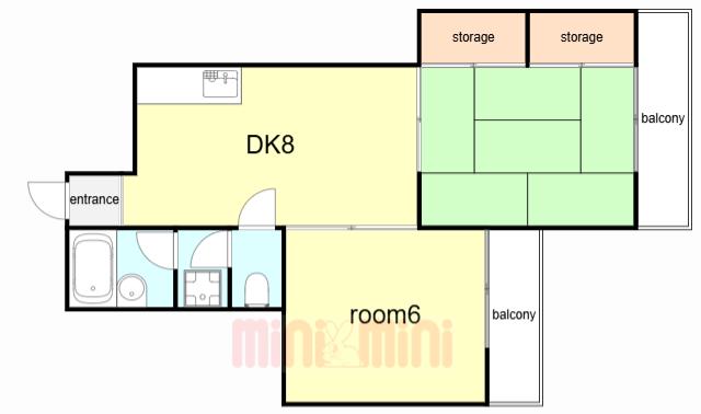 灘南コート一番館(2DK/2階)の間取り写真