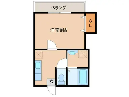 R52番館(1K/2階)の間取り写真