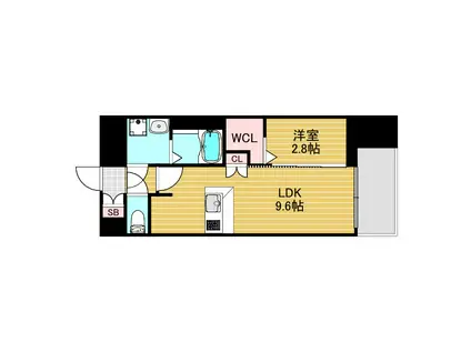 プレサンスNEO上新庄PRIMECRUIS(1LDK/3階)の間取り写真