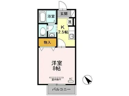 カトルセゾン(1K/1階)の間取り写真