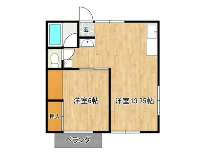 ローズハウス(1LDK/2階)の間取り写真