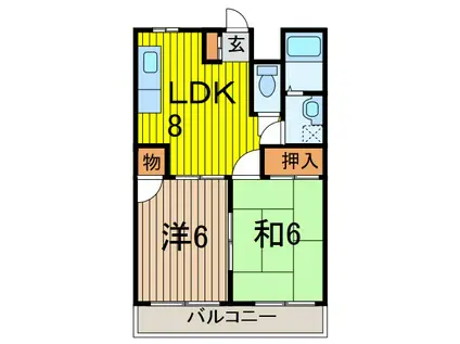 エクセレント前川(2DK/2階)の間取り写真