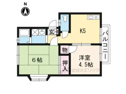 メゾンドヤーブB棟(2K/2階)の間取り写真