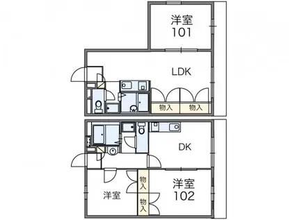 レオパレス751(2DK/1階)の間取り写真