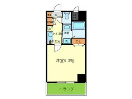 ラ・リヴィエール(1K/6階)の間取り写真