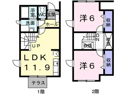 ピ-スファルD(2LDK/1階)の間取り写真
