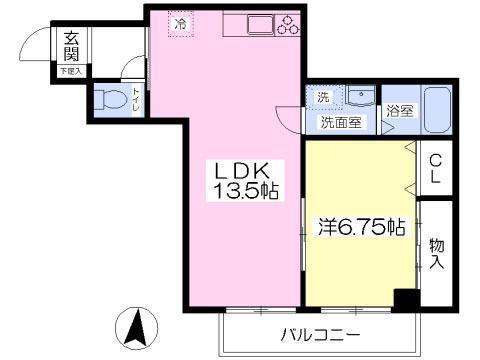 グランドゥール太陽II(1LDK/2階)の間取り写真