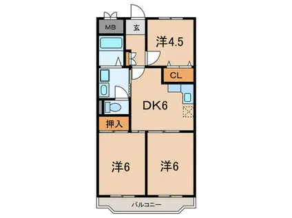 ビアンコディモーラ(3DK/1階)の間取り写真