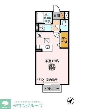 ラグーナフォンテーヌ(ワンルーム/2階)の間取り写真