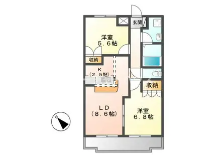 サンプロニティY・G(2LDK/1階)の間取り写真