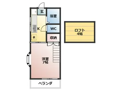 サンロイヤル祐光(1K/2階)の間取り写真