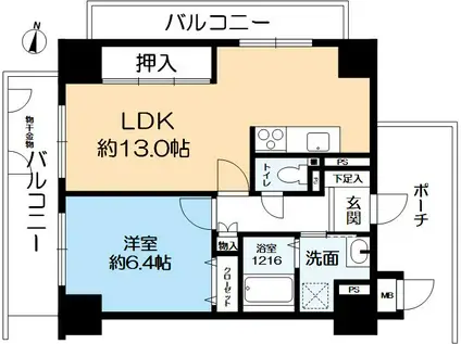 芦屋センチュリーマンション(1LDK/2階)の間取り写真