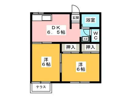 美住工房 C棟(2DK/2階)の間取り写真