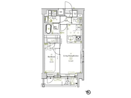 アクサス西馬込アジールコート(1LDK/3階)の間取り写真