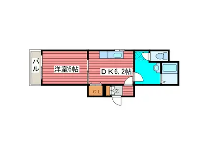 NIPPOCORE月寒中央(1DK/1階)の間取り写真