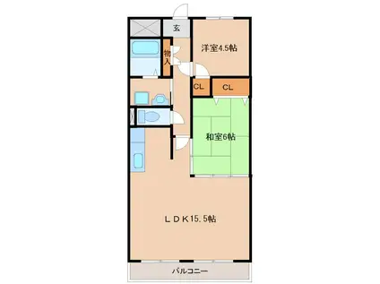 ハイネスAONO(2LDK/4階)の間取り写真