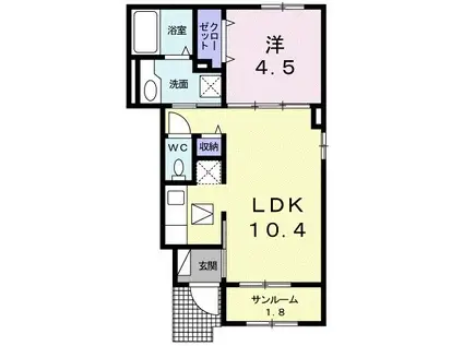 ラ カーサ セレーノ(1LDK/1階)の間取り写真
