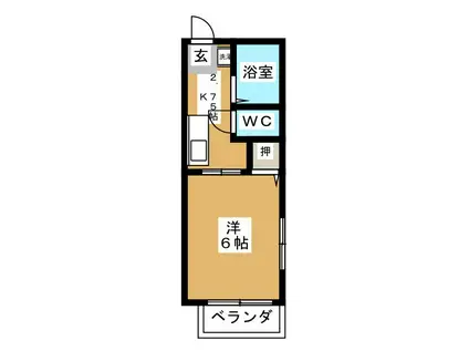 ドエル八千代(1K/2階)の間取り写真