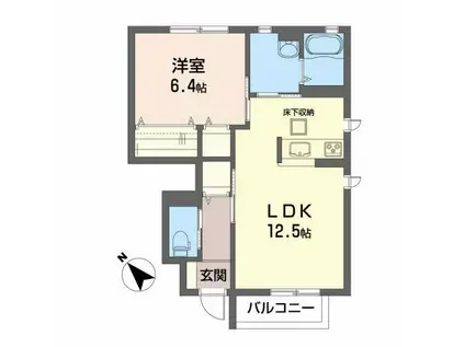 ツインフィールドA(1LDK/1階)の間取り写真