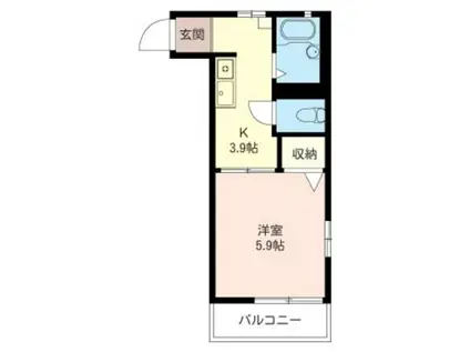 ハイツ成瀬ケ丘(1K/1階)の間取り写真