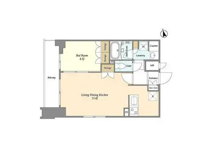 ORSUS梅島(1LDK/5階)の間取り写真